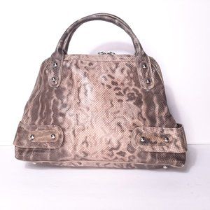 DKNY Brown Jet Set Purse Tote Handbag Satchel Snake Leather Beige Gray Approx. d